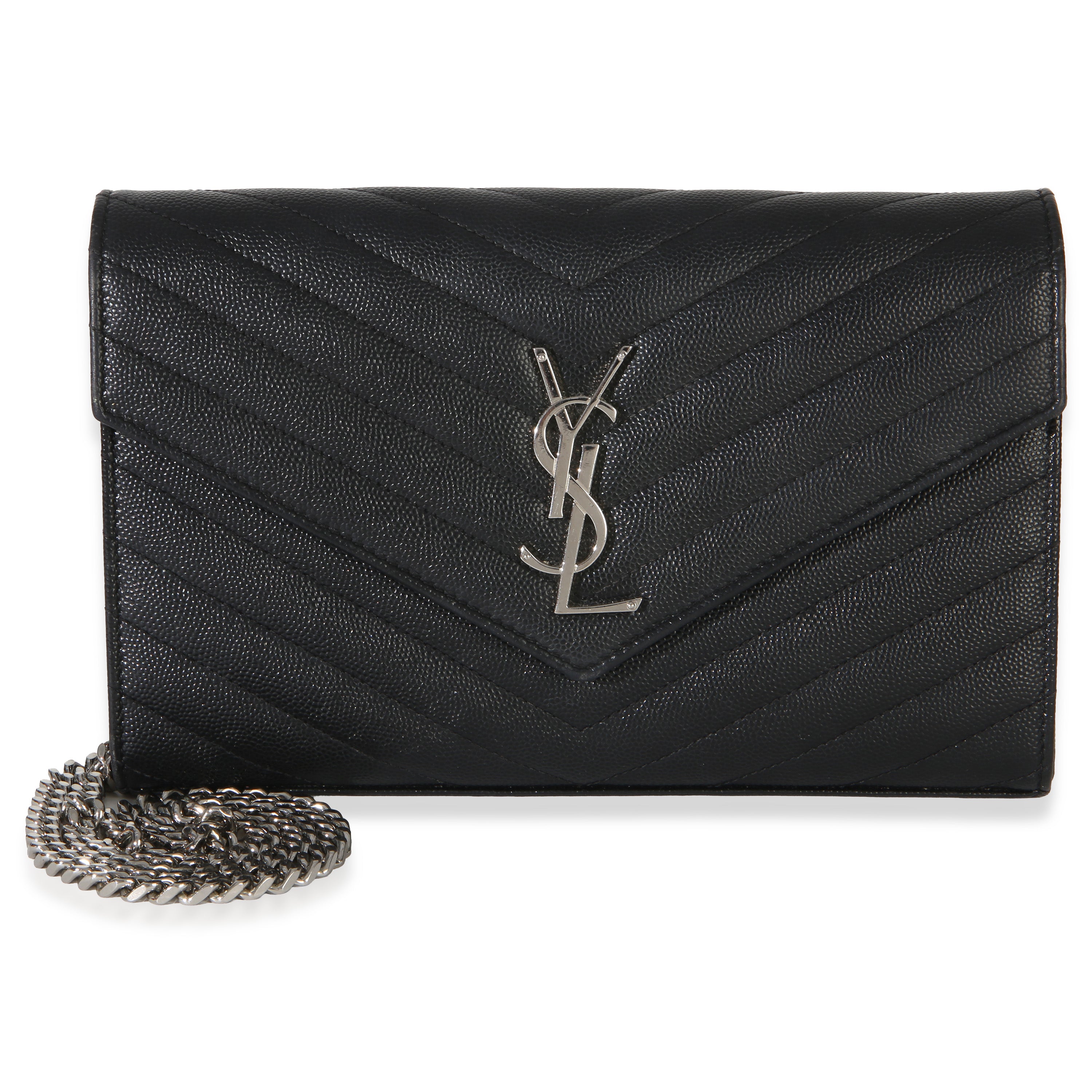 Black Grain De Poudre Cassandre Chain Wallet