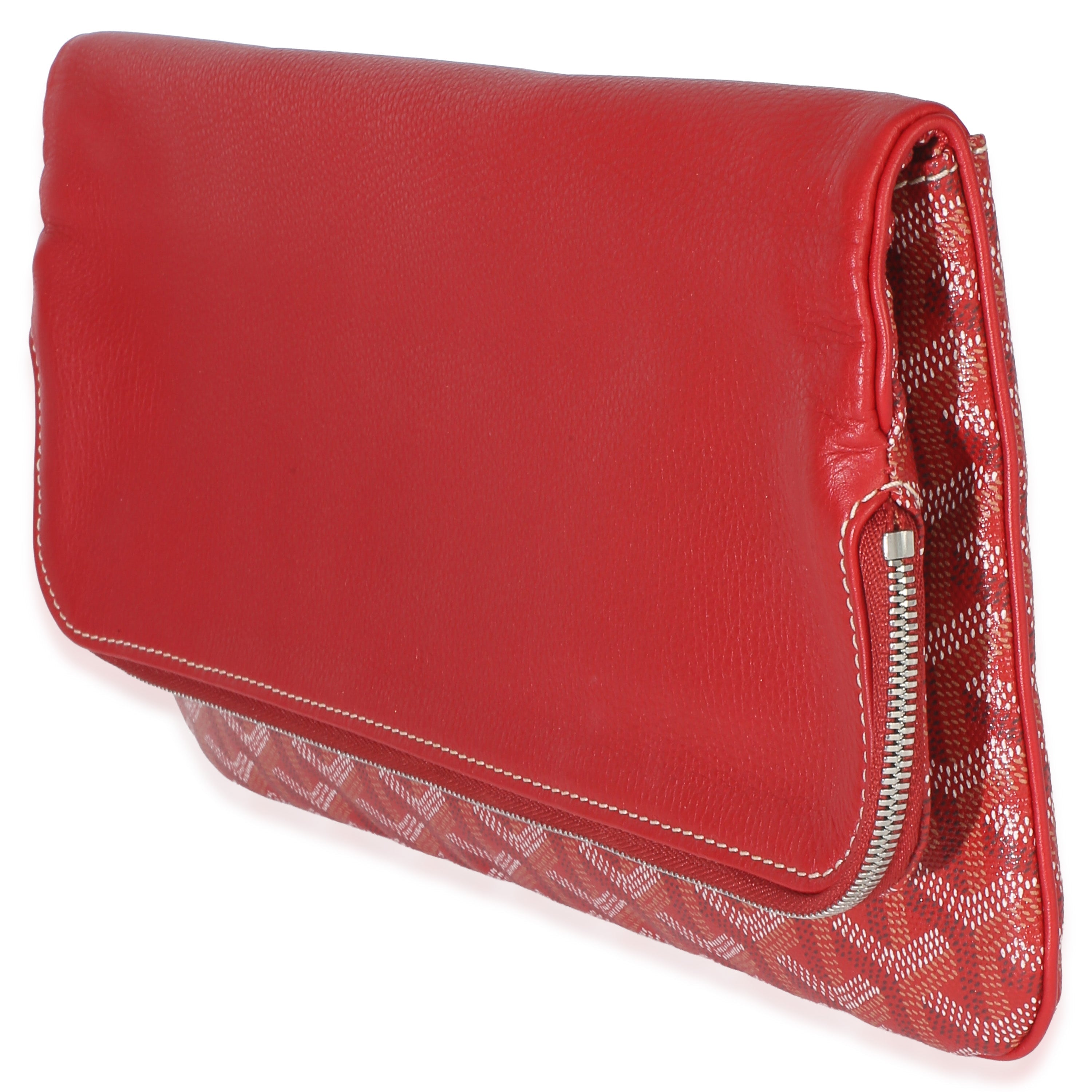 Red Goyardine Canvas Sainte Marie Clutch