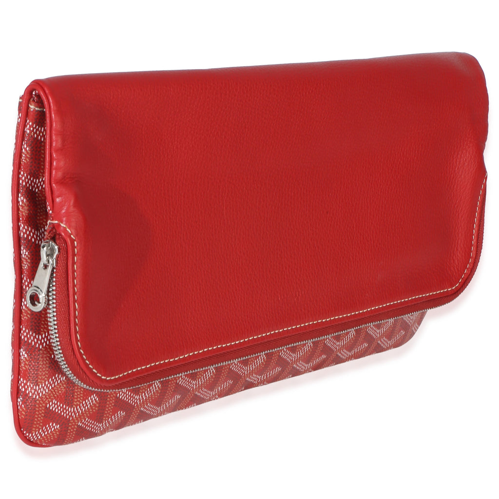 Red Goyardine Canvas Sainte Marie Clutch