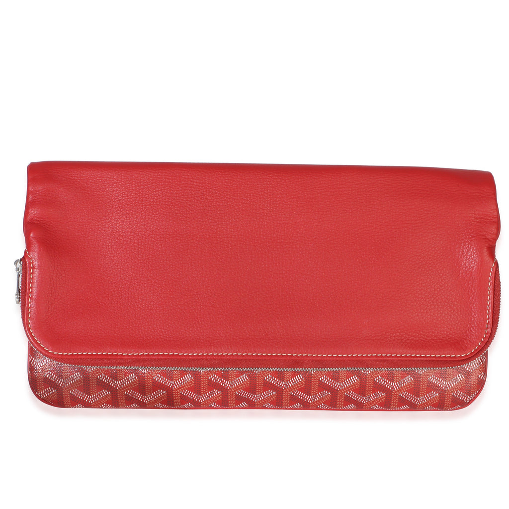 Red Goyardine Canvas Sainte Marie Clutch
