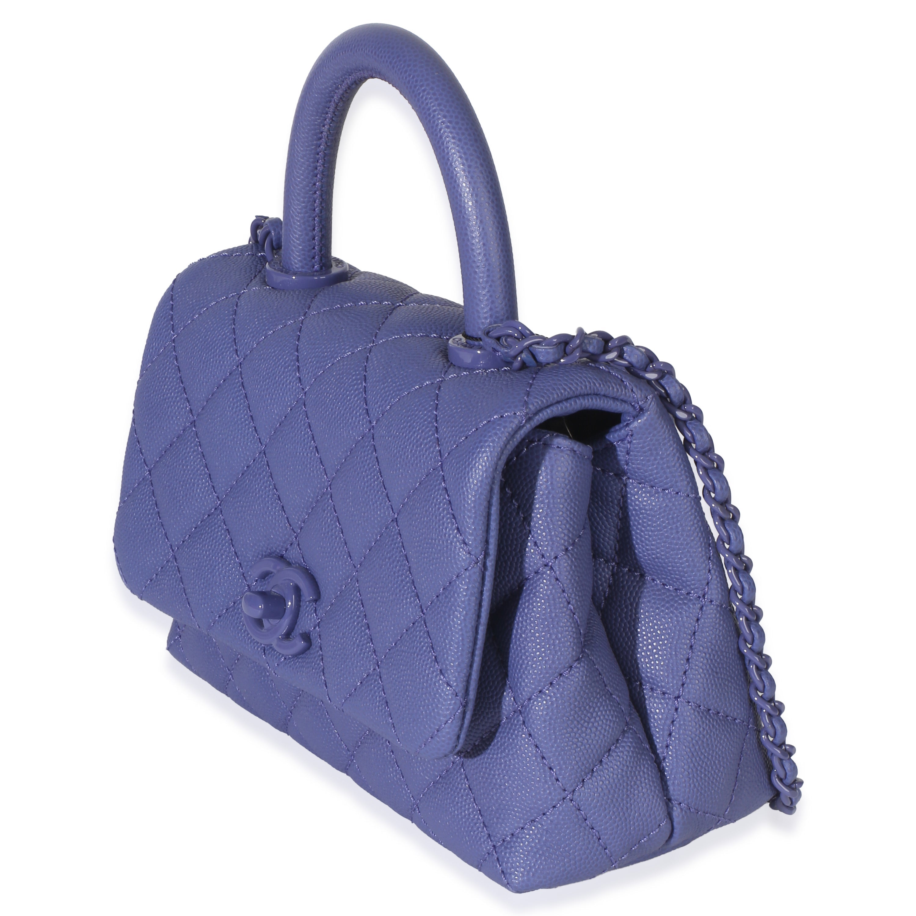 Purple Quilted Incognito Mini Coco Top Handle Flap Bag