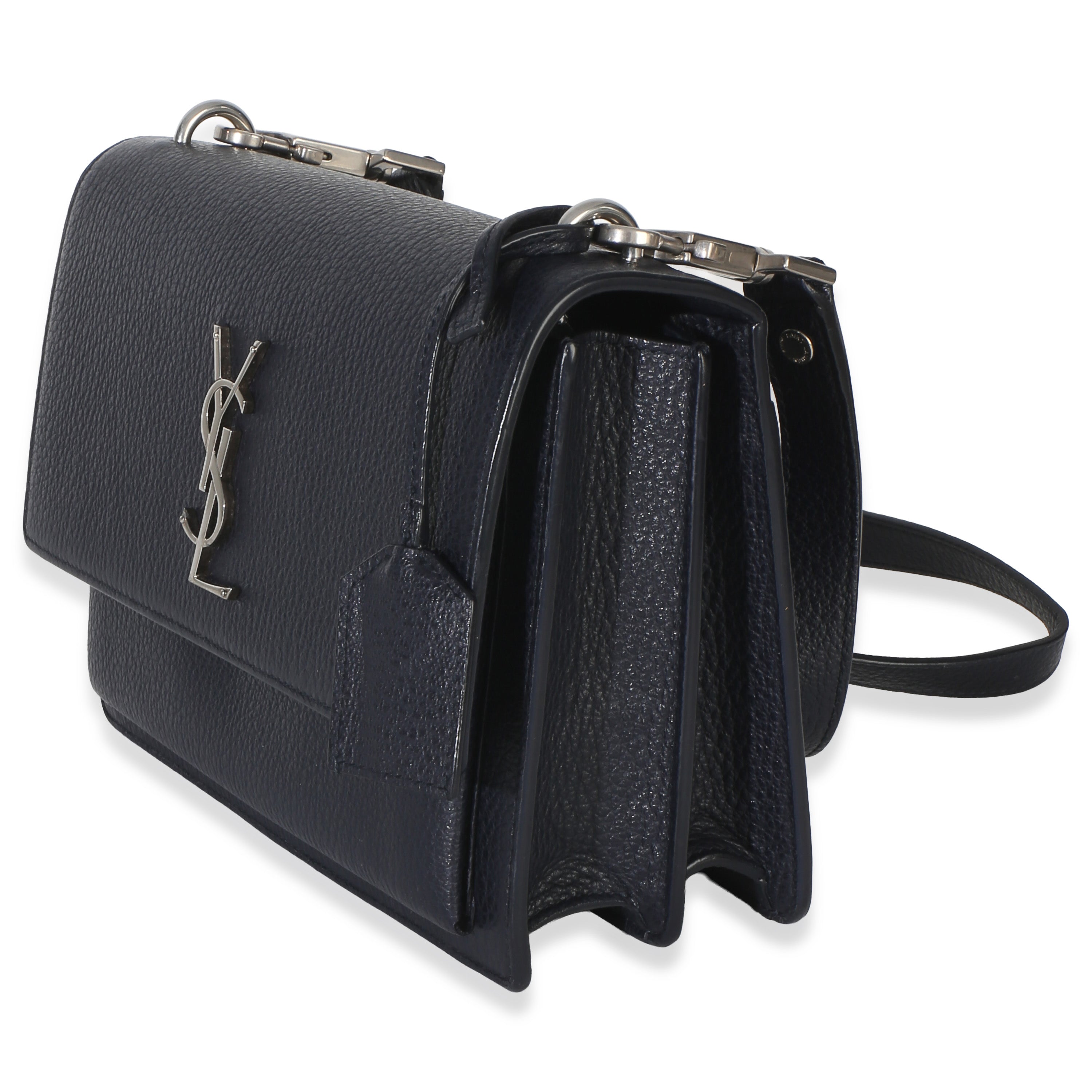 Navy Grained Calfskin Medium Monogram Sunset Bag