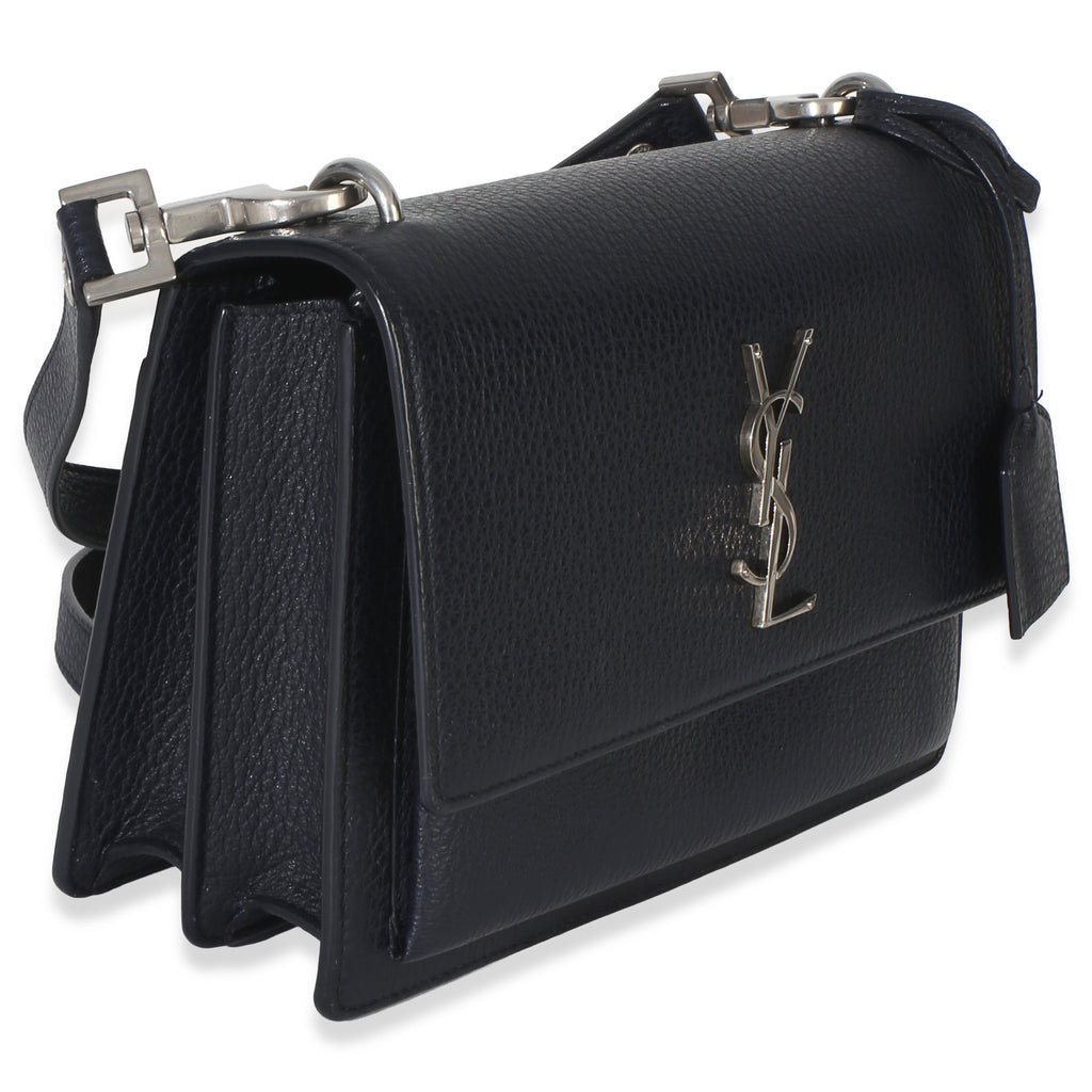 Navy Grained Calfskin Medium Monogram Sunset Bag