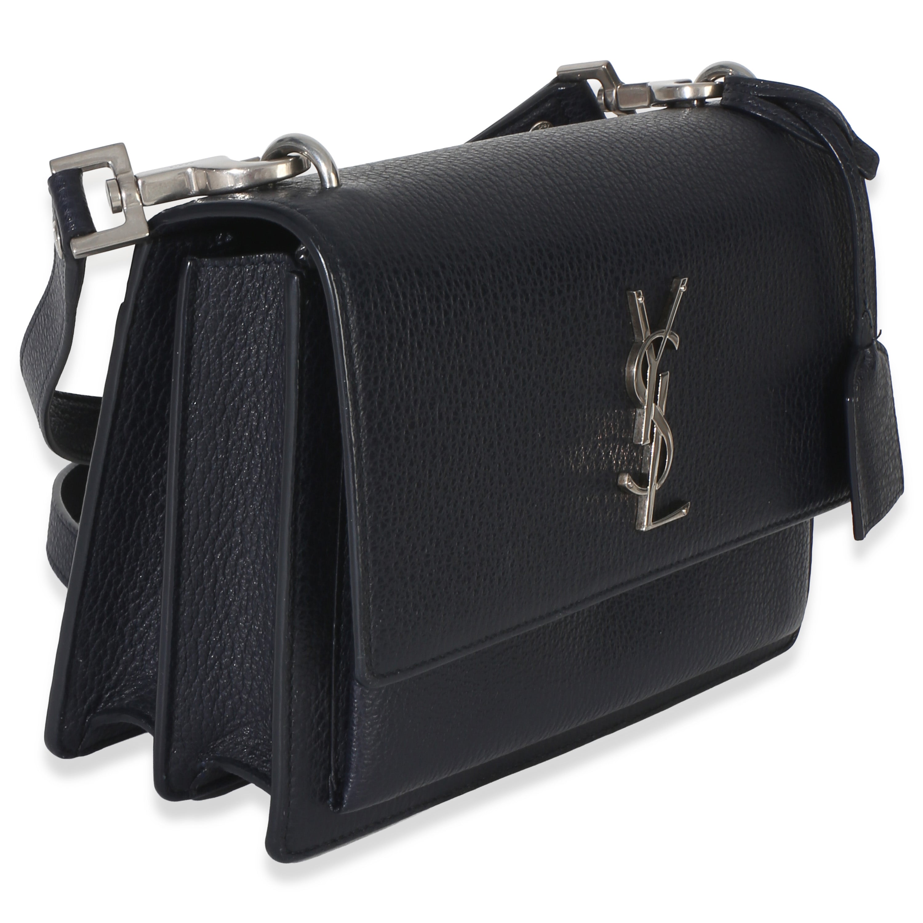 Navy Grained Calfskin Medium Monogram Sunset Bag