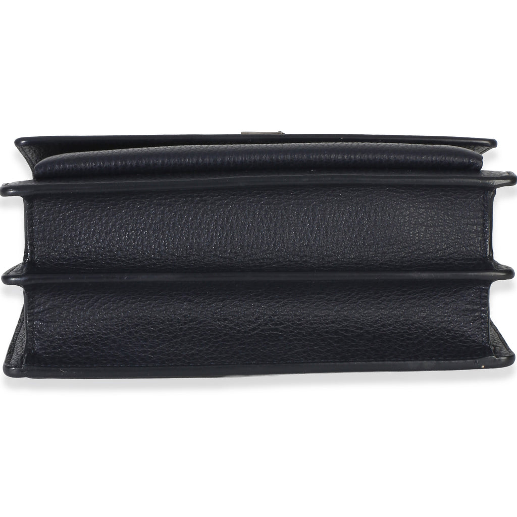 Navy Grained Calfskin Medium Monogram Sunset Bag