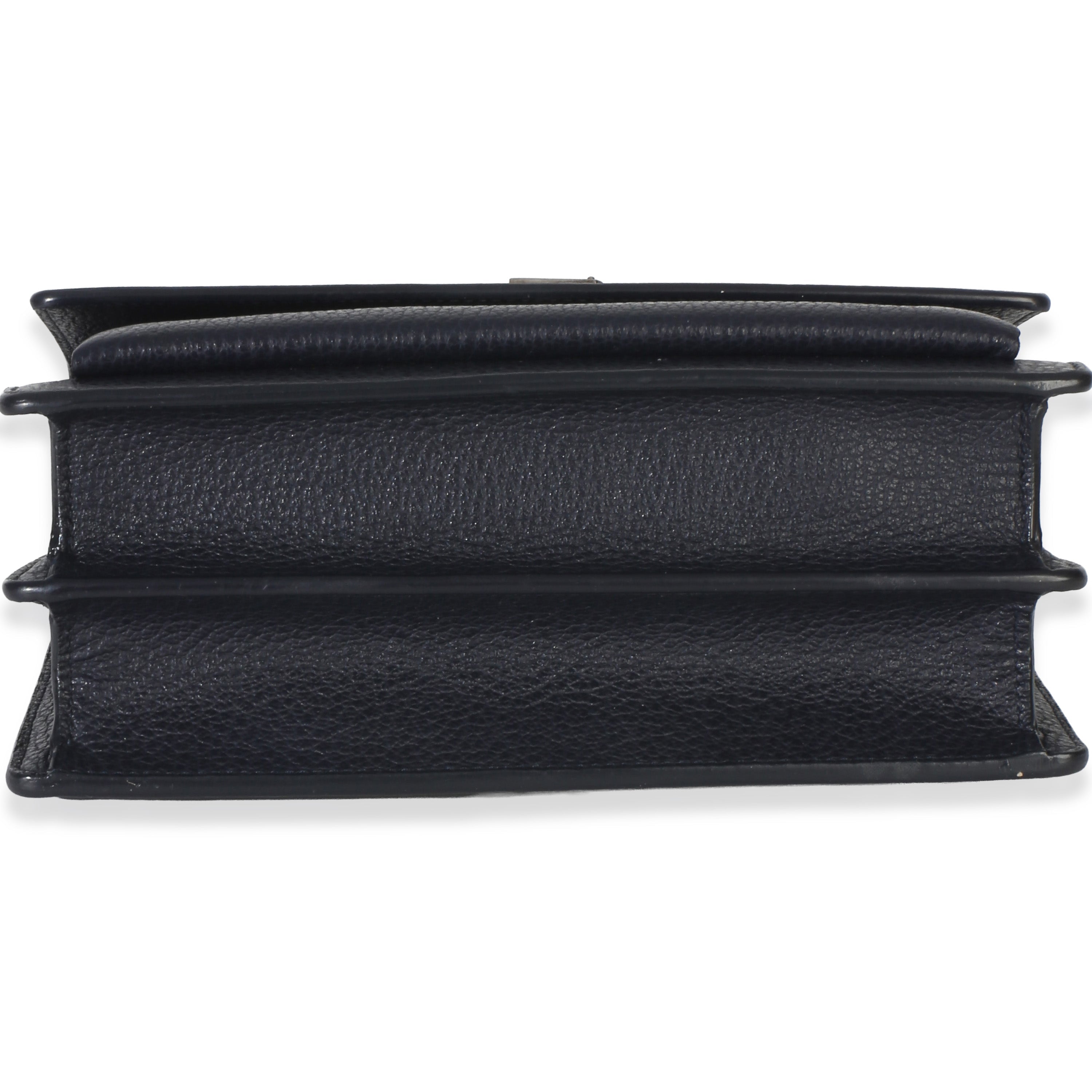 Navy Grained Calfskin Medium Monogram Sunset Bag