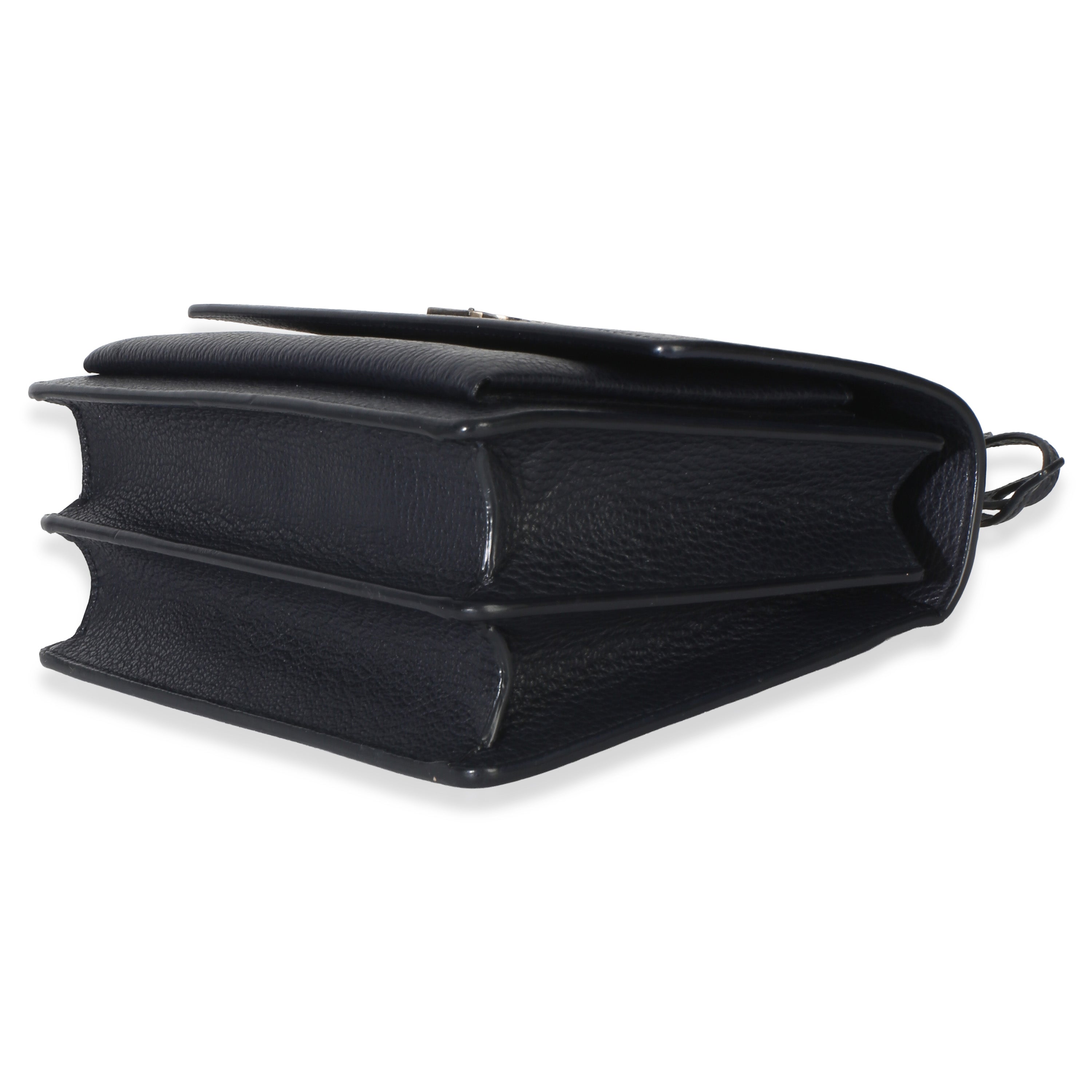 Navy Grained Calfskin Medium Monogram Sunset Bag
