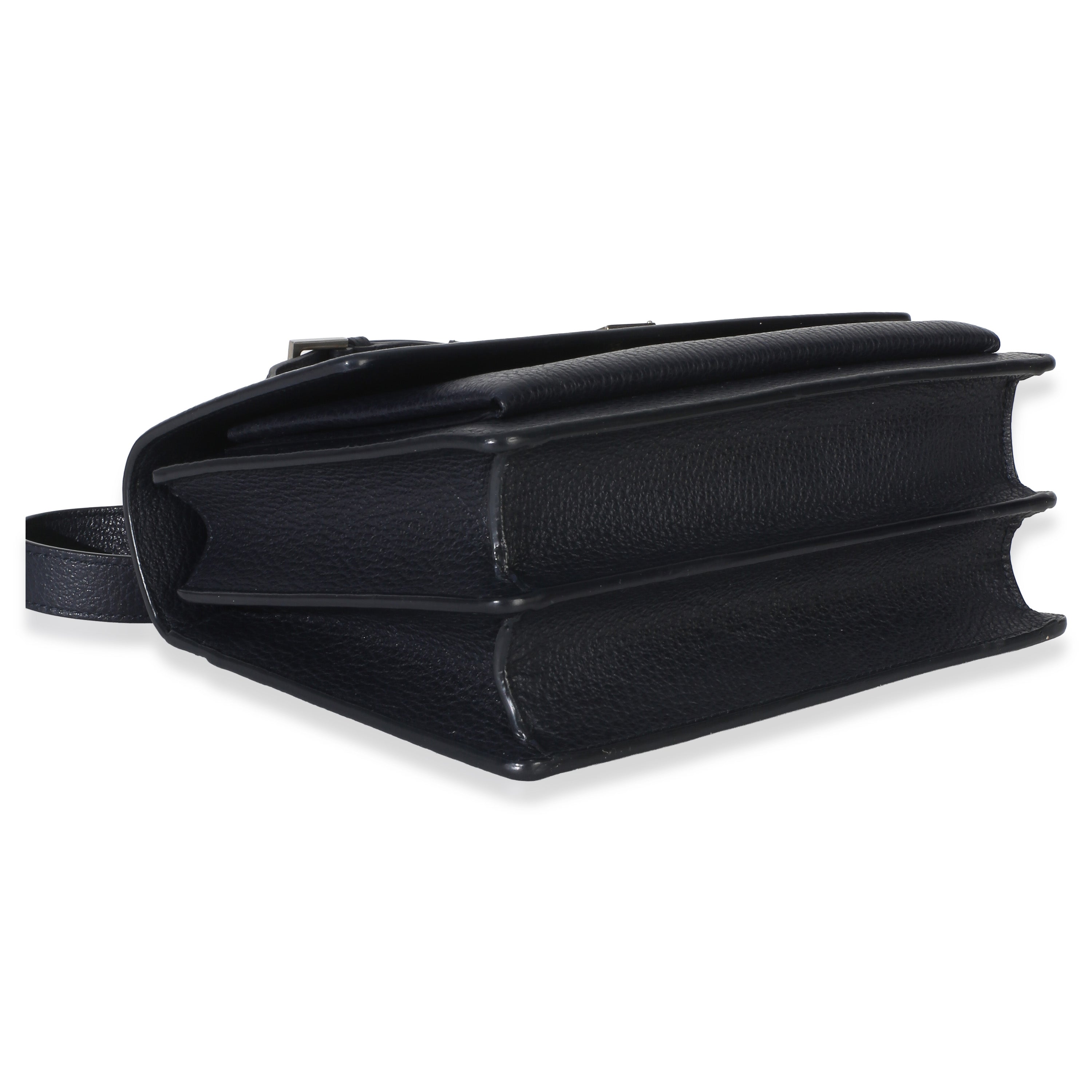 Navy Grained Calfskin Medium Monogram Sunset Bag