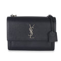 Navy Grained Calfskin Medium Monogram Sunset Bag