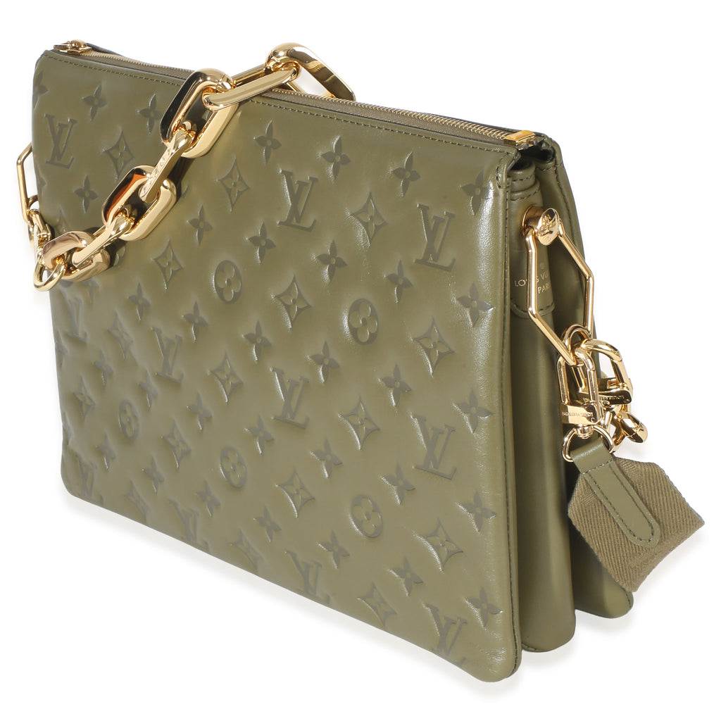 Olive Monogram Embossed Lambskin Coussin MM