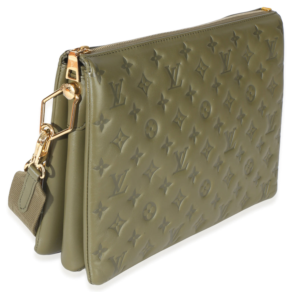 Olive Monogram Embossed Lambskin Coussin MM