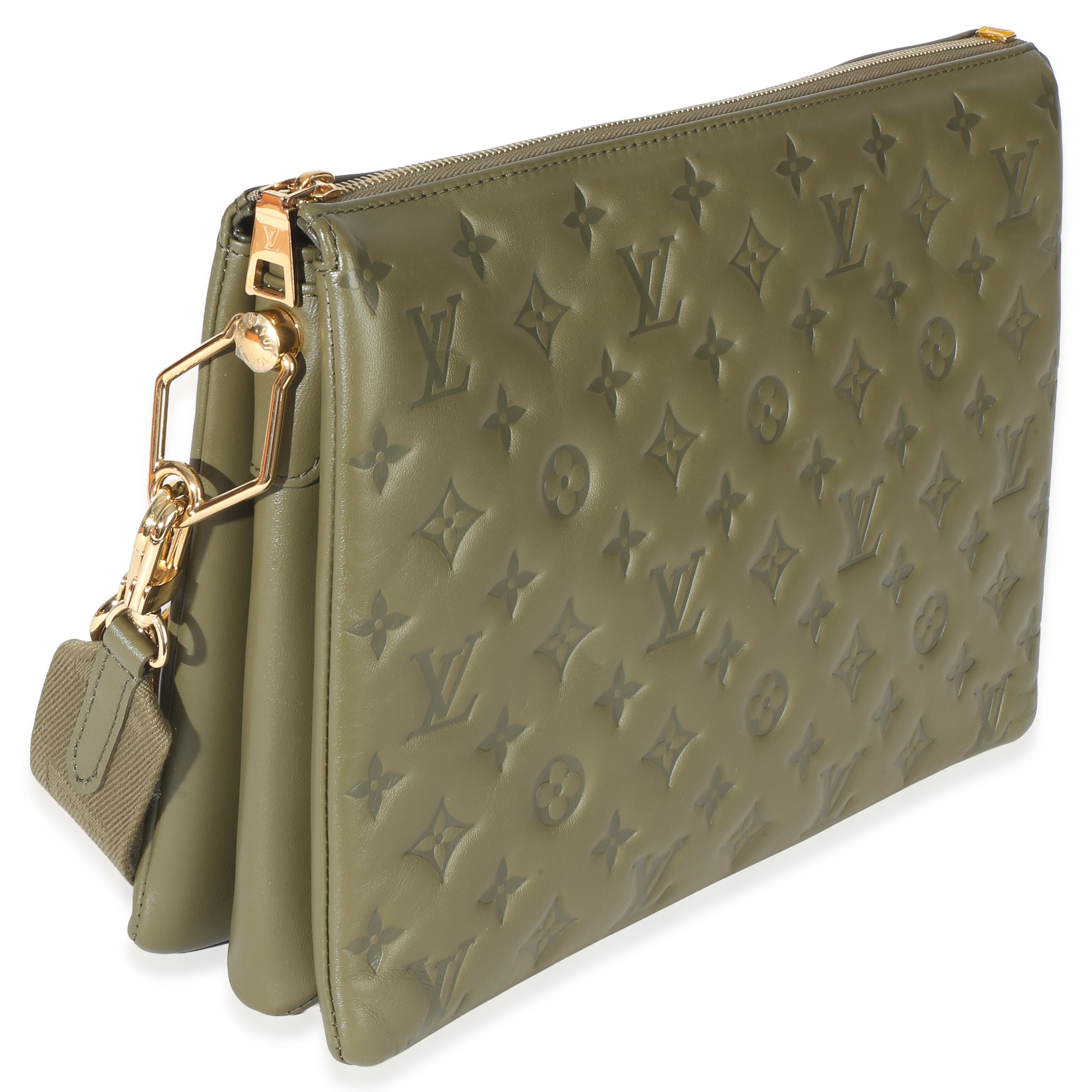 Olive Monogram Embossed Lambskin Coussin MM
