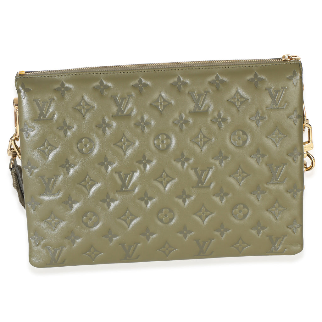 Olive Monogram Embossed Lambskin Coussin MM