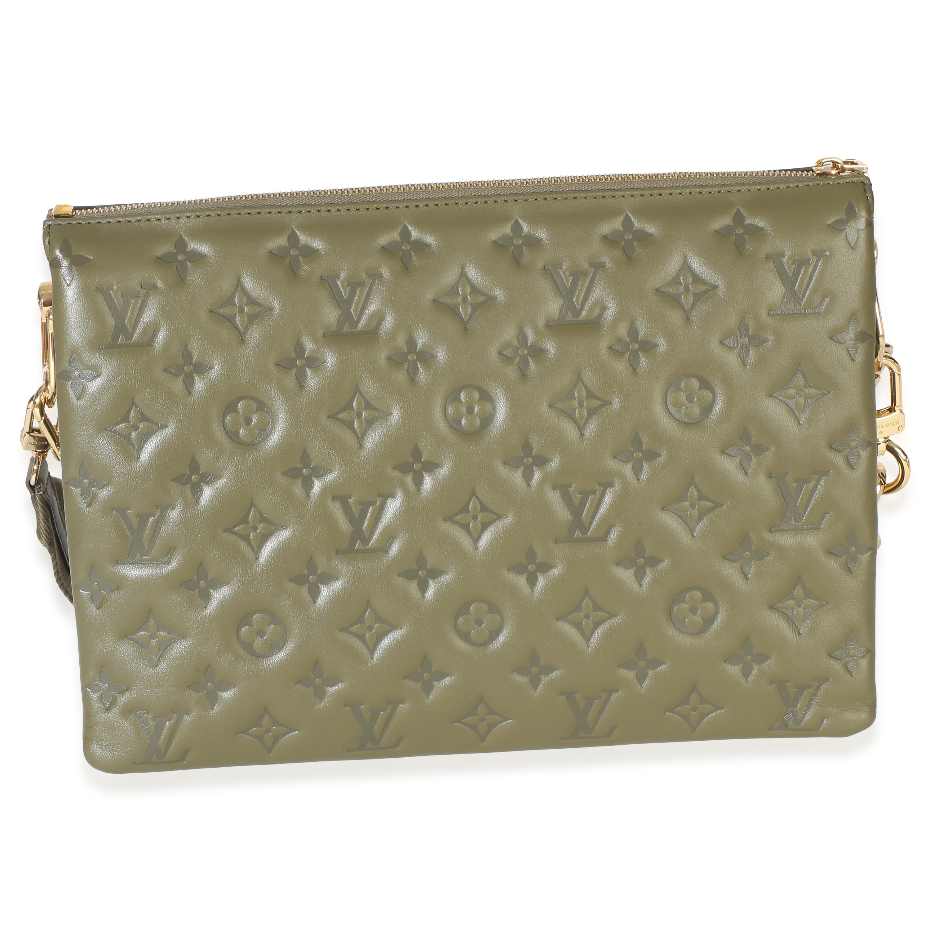 Olive Monogram Embossed Lambskin Coussin MM