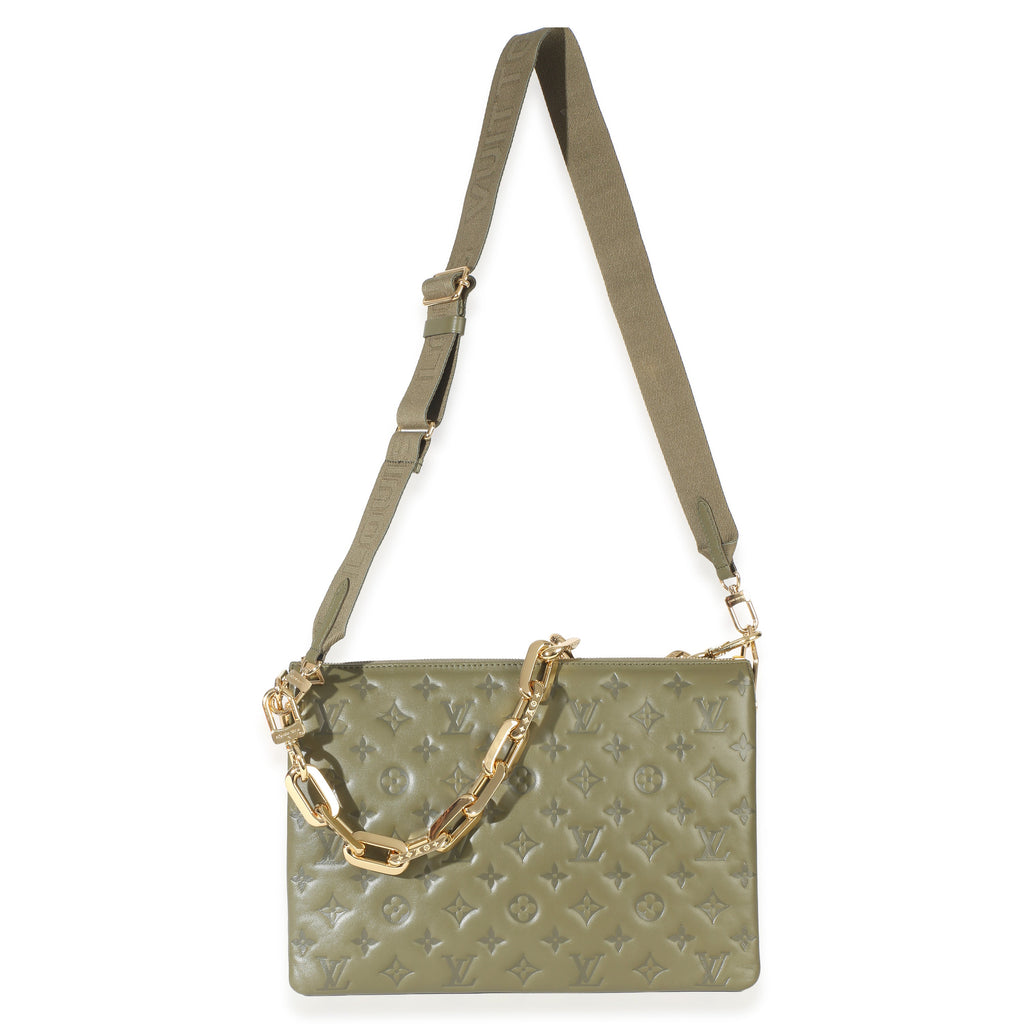 Olive Monogram Embossed Lambskin Coussin MM