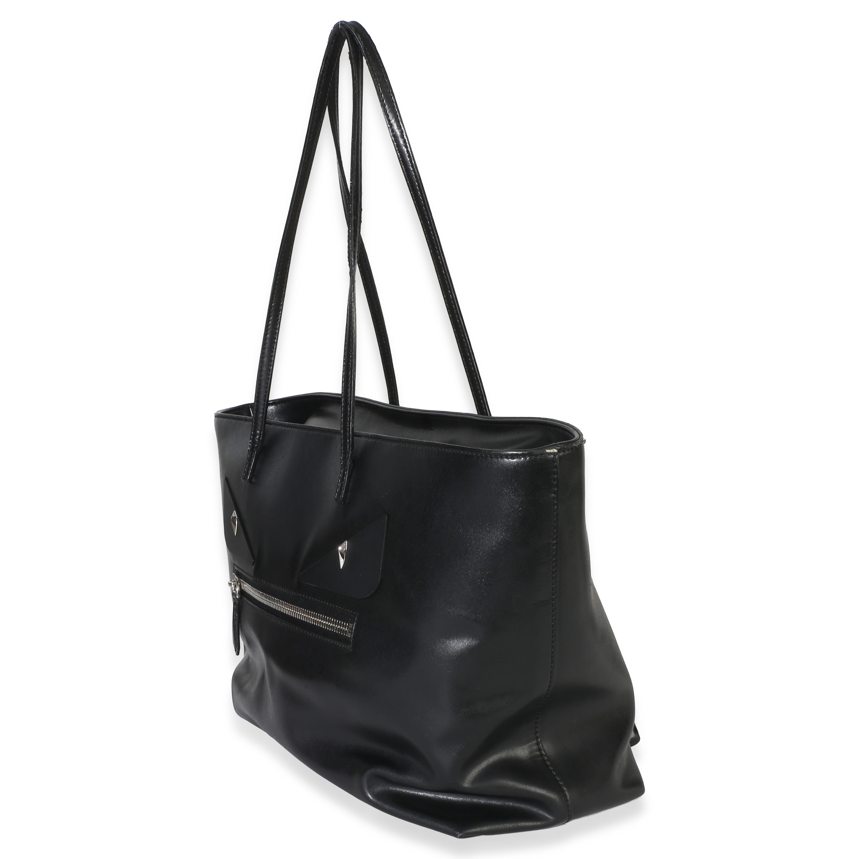 Black Vitello Monster Medium Roll Tote