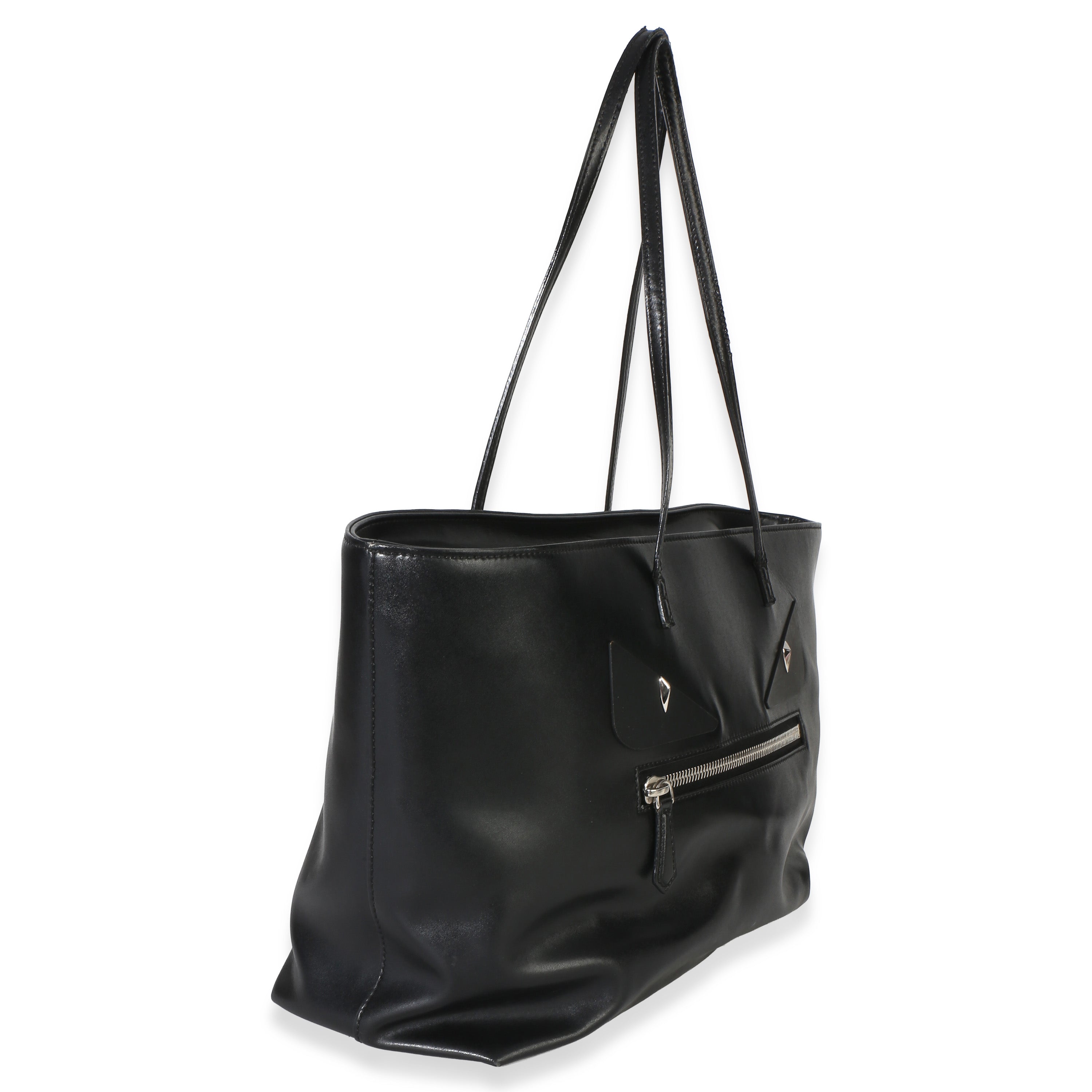 Black Vitello Monster Medium Roll Tote