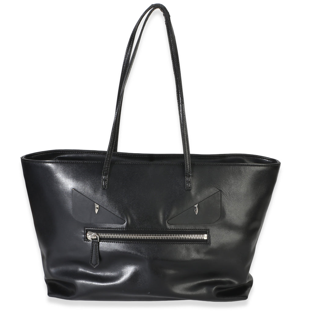 Black Vitello Monster Medium Roll Tote