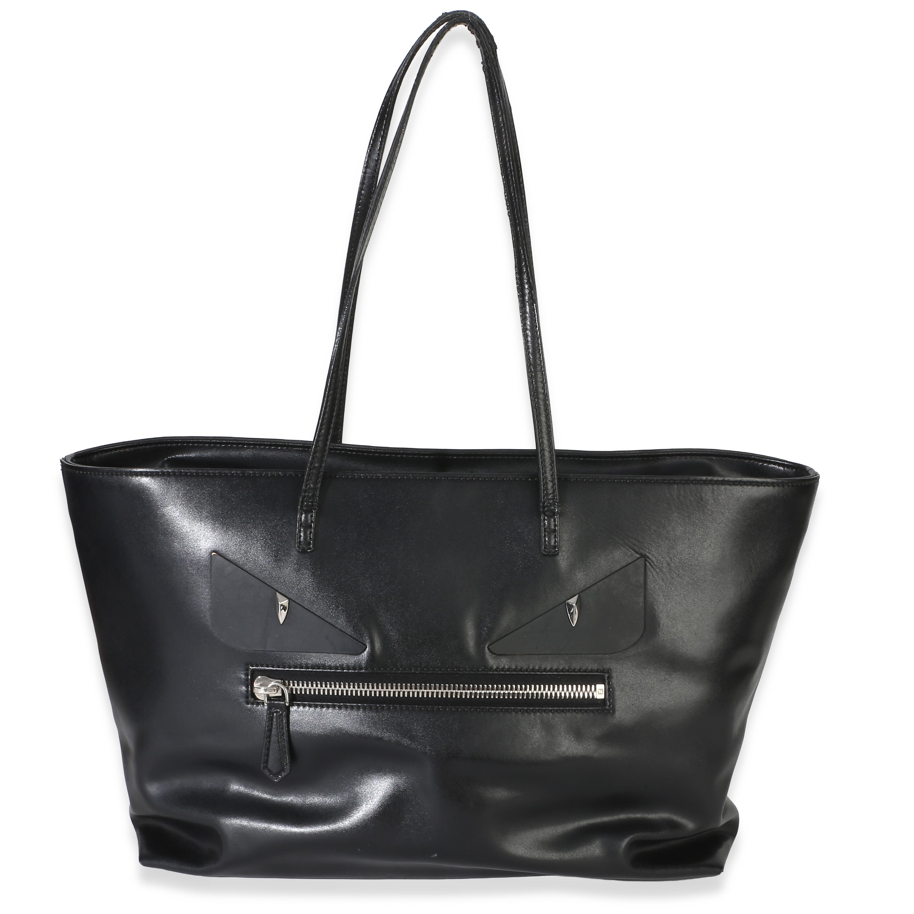 Black Vitello Monster Medium Roll Tote