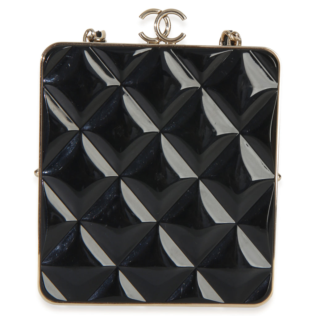 Black Quilted Lambskin CC Frame Clutch With Chain