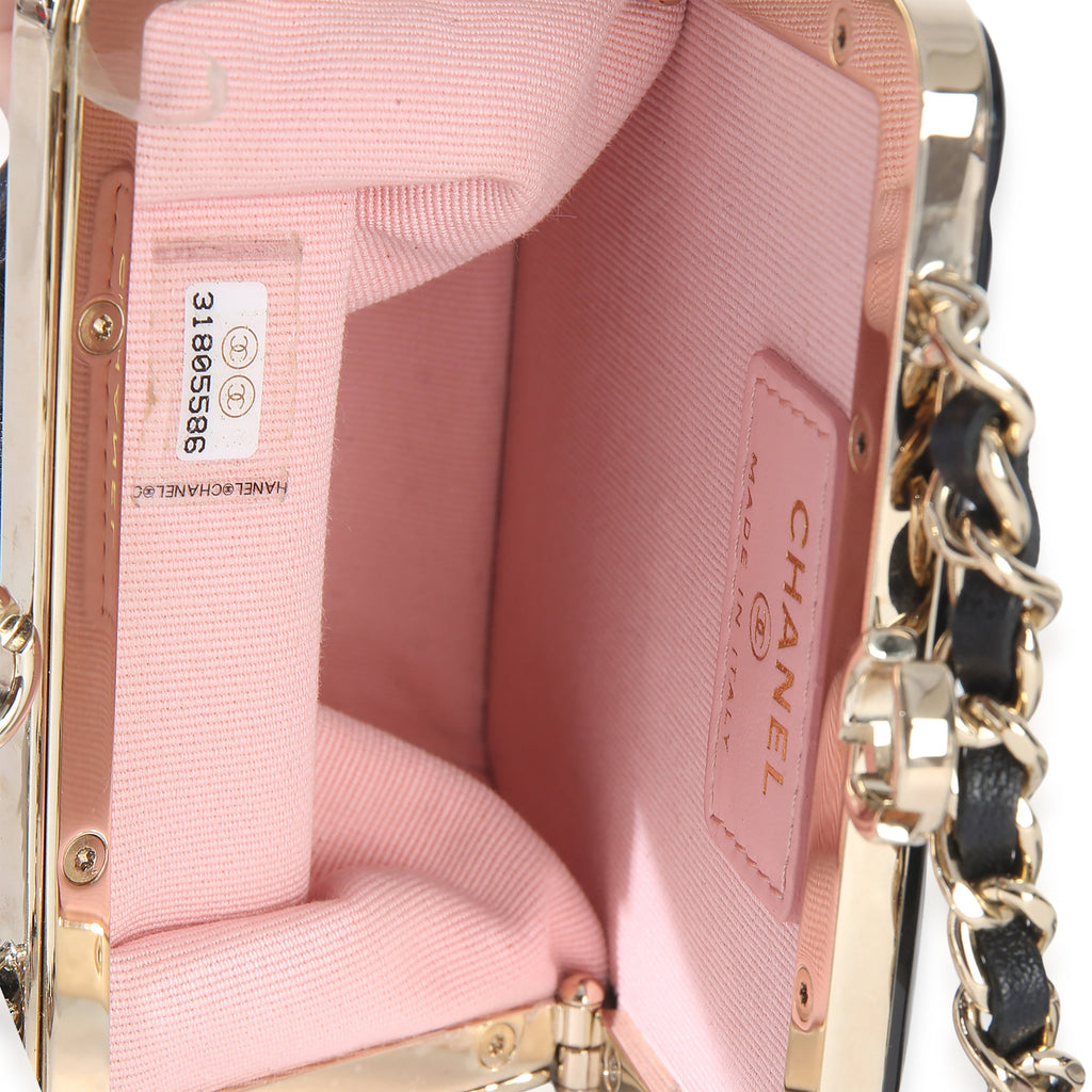 Black Quilted Lambskin CC Frame Clutch With Chain