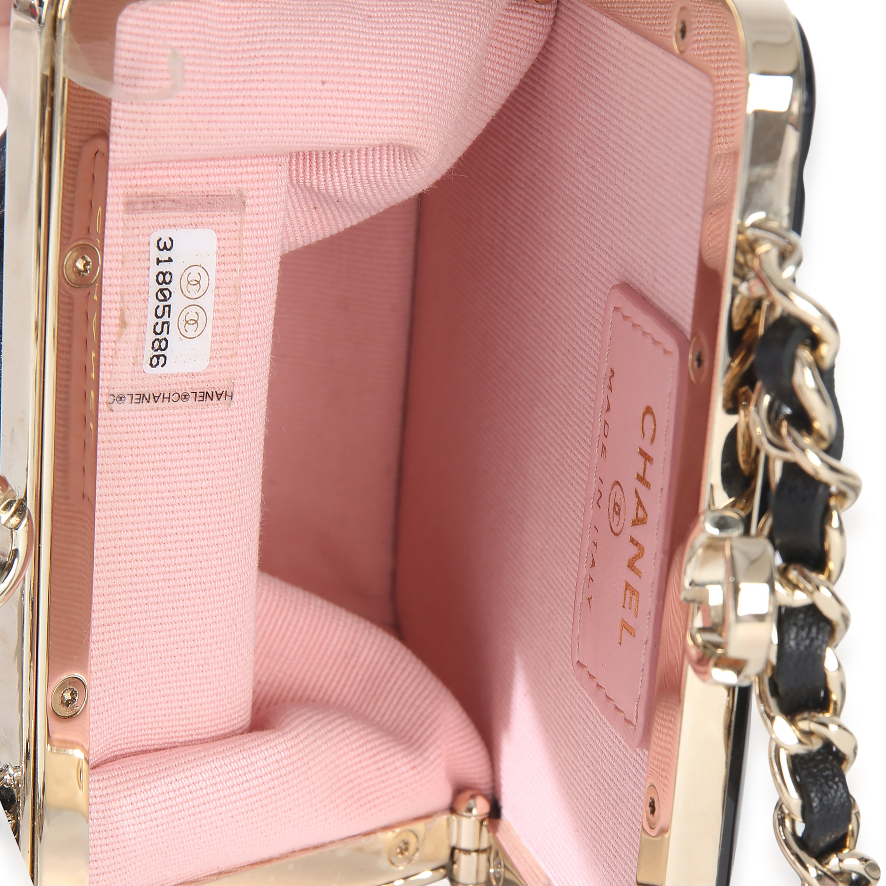 Black Quilted Lambskin CC Frame Clutch With Chain