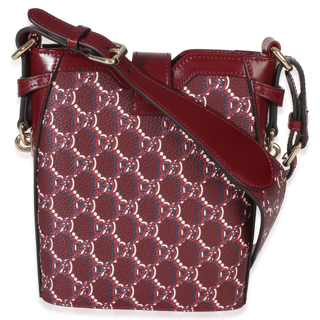 Red Multicolor GG Monogram Grained Calfskin Mini Shadow Bucket Bag