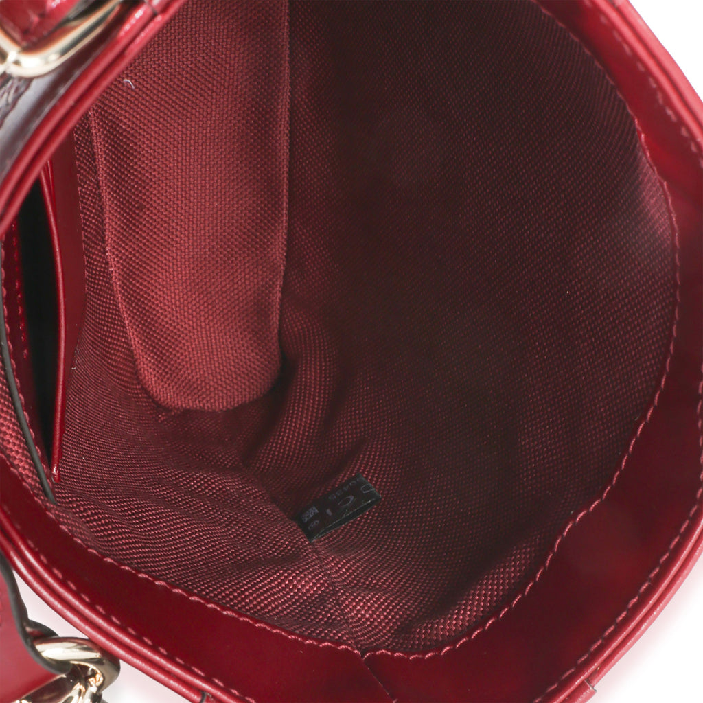Red Multicolor GG Monogram Grained Calfskin Mini Shadow Bucket Bag
