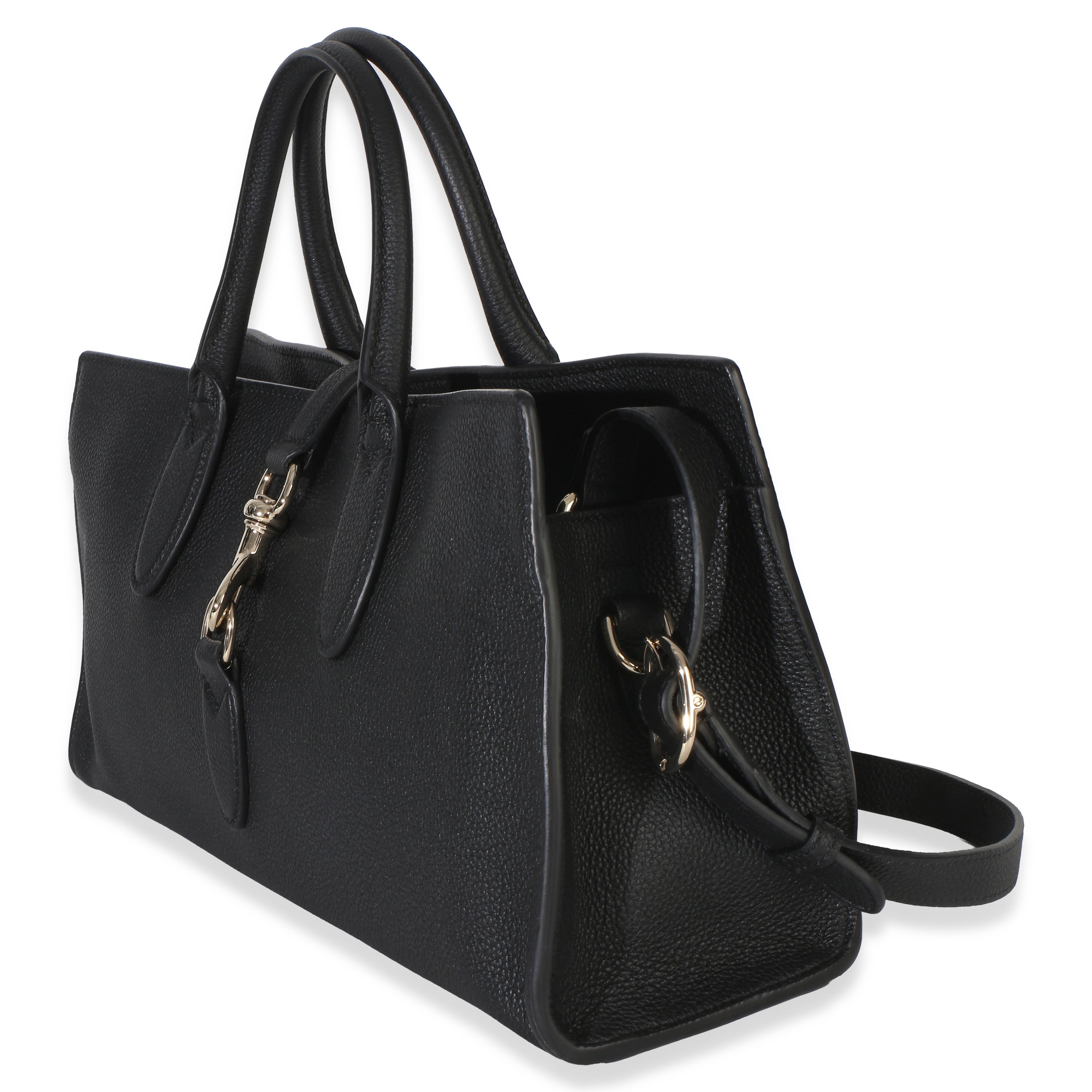 Black Pebbled Calfskin Medium Jackie Tote Bag