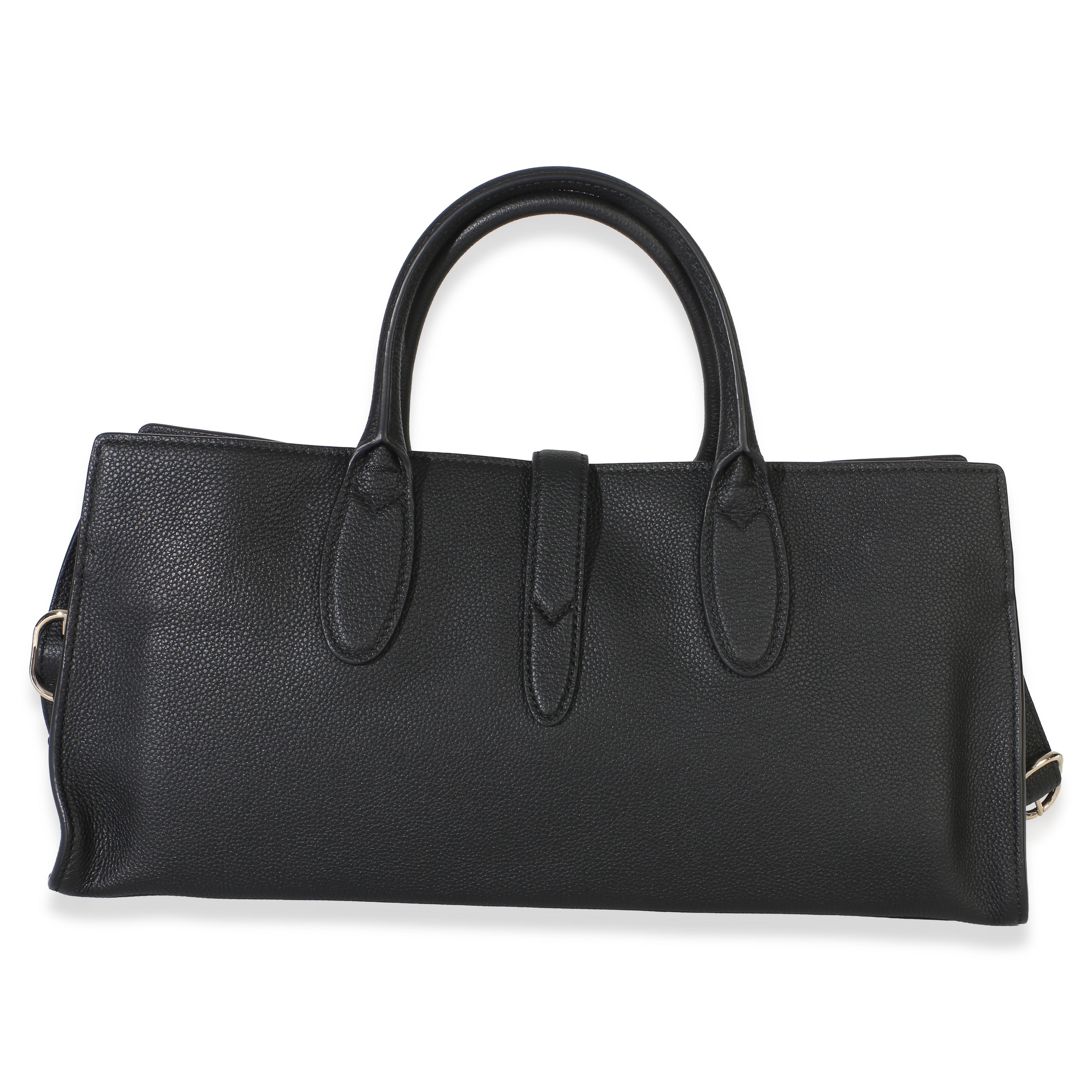Black Pebbled Calfskin Medium Jackie Tote Bag