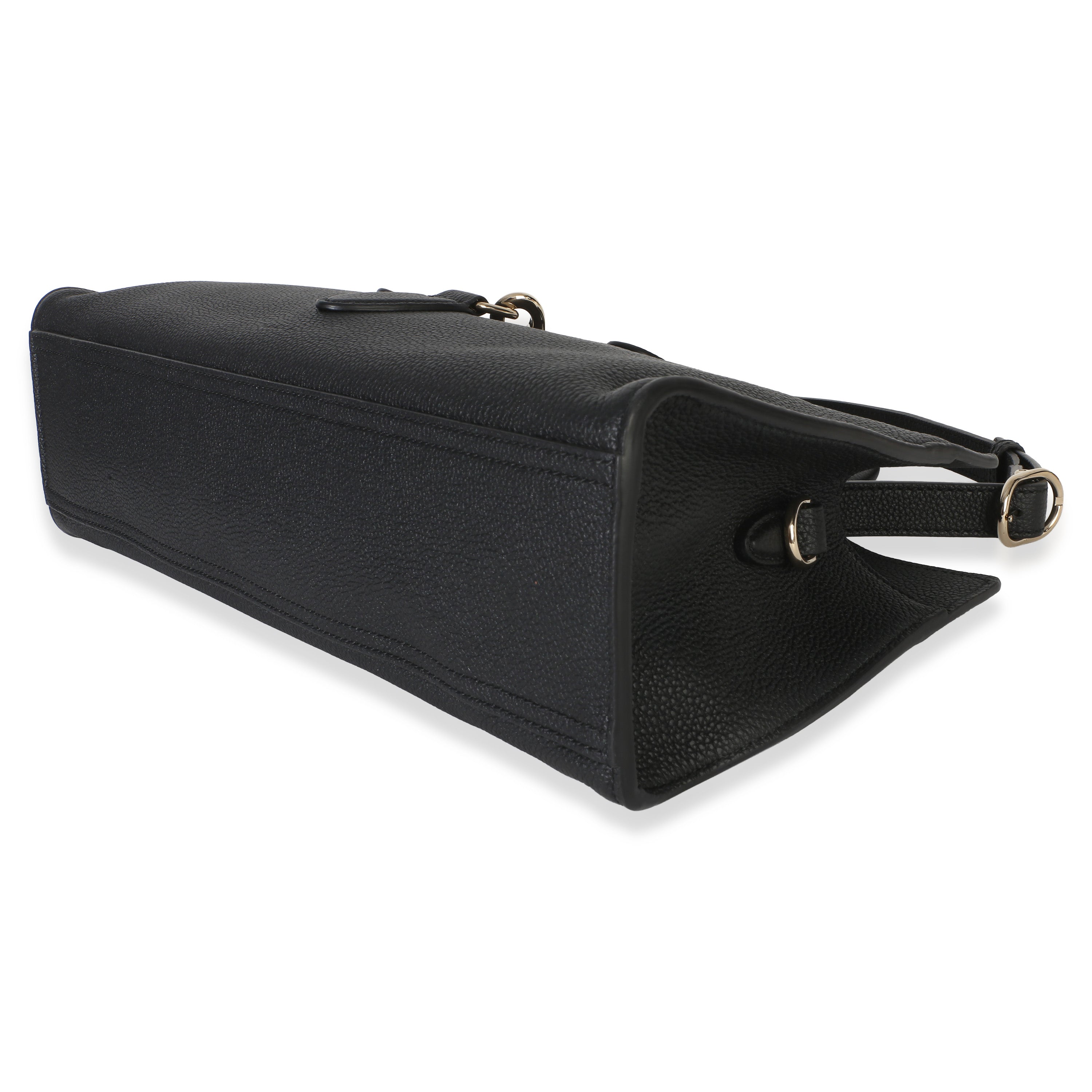 Black Pebbled Calfskin Medium Jackie Tote Bag
