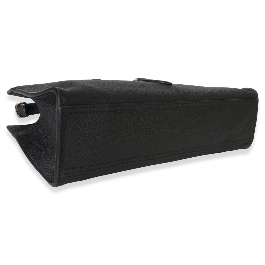 Black Pebbled Calfskin Medium Jackie Tote Bag
