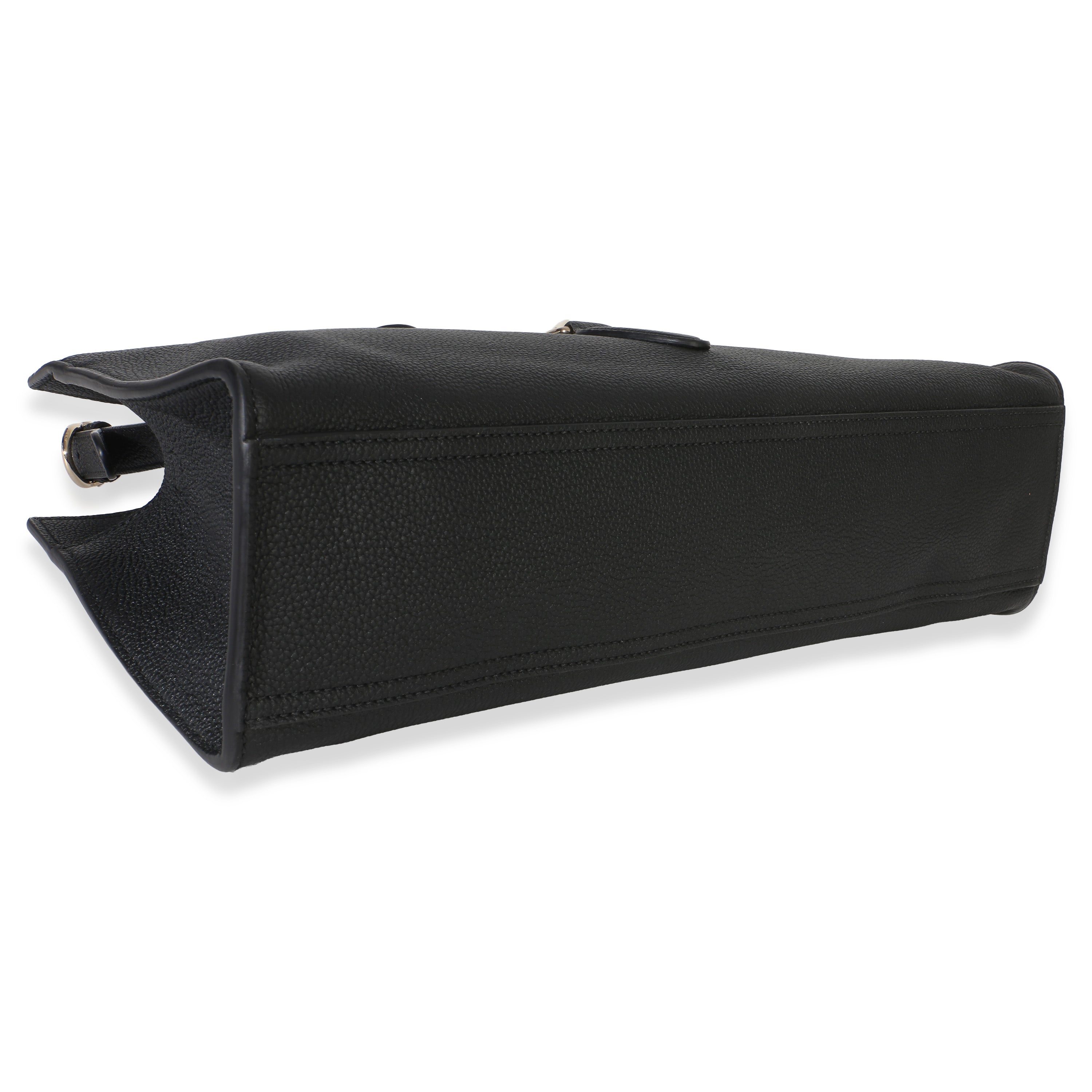 Black Pebbled Calfskin Medium Jackie Tote Bag