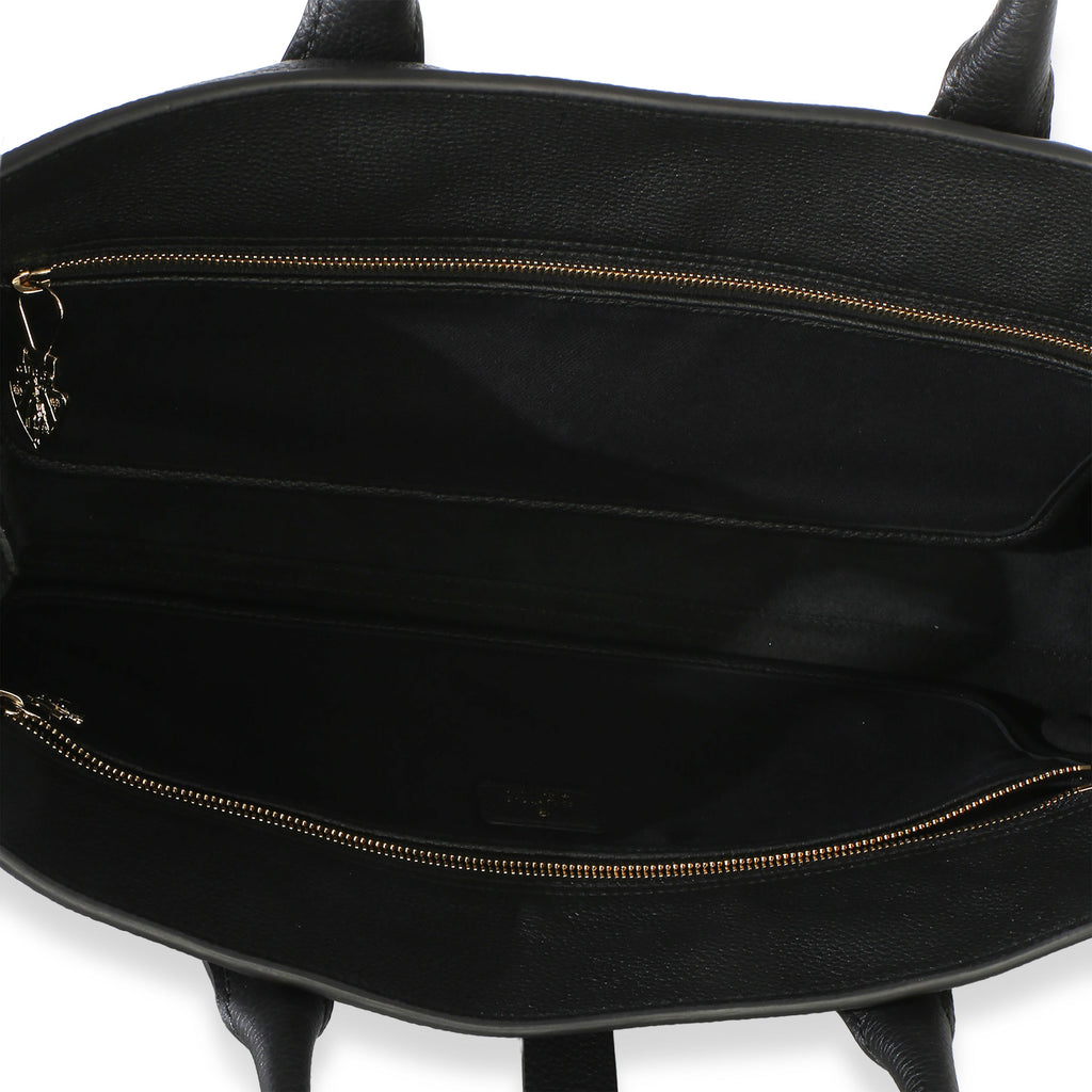 Black Pebbled Calfskin Medium Jackie Tote Bag
