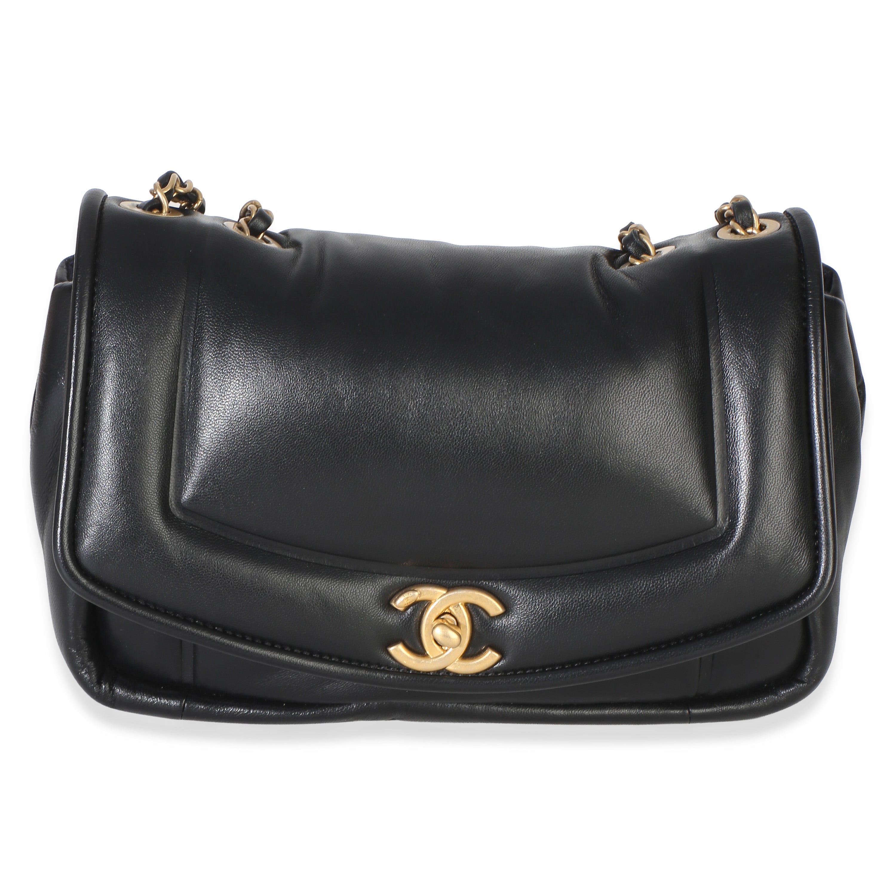 Black Lambskin Medium Simply Flap Bag