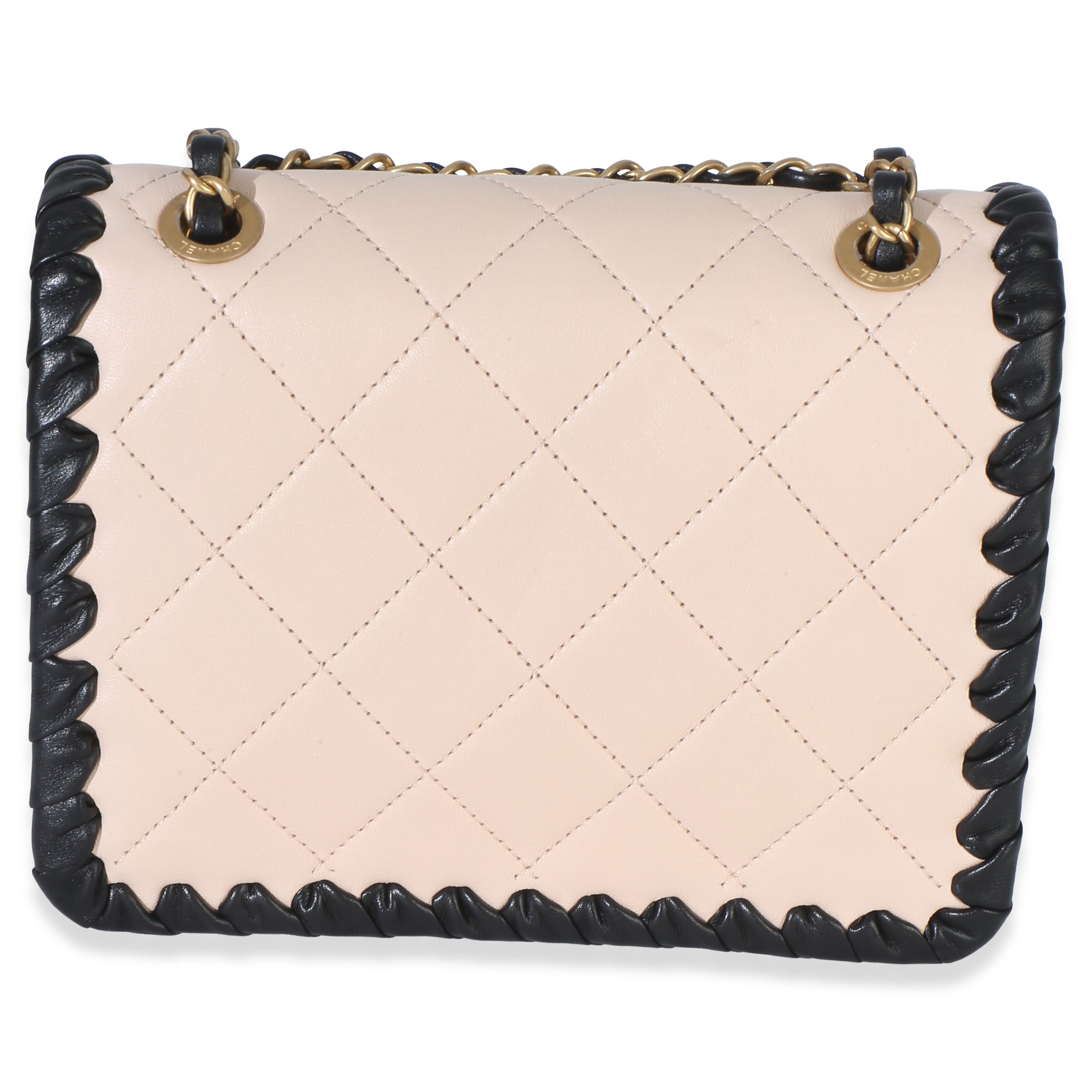 Black Beige Braided Calfskin Mini My Own Frame Flap Bag