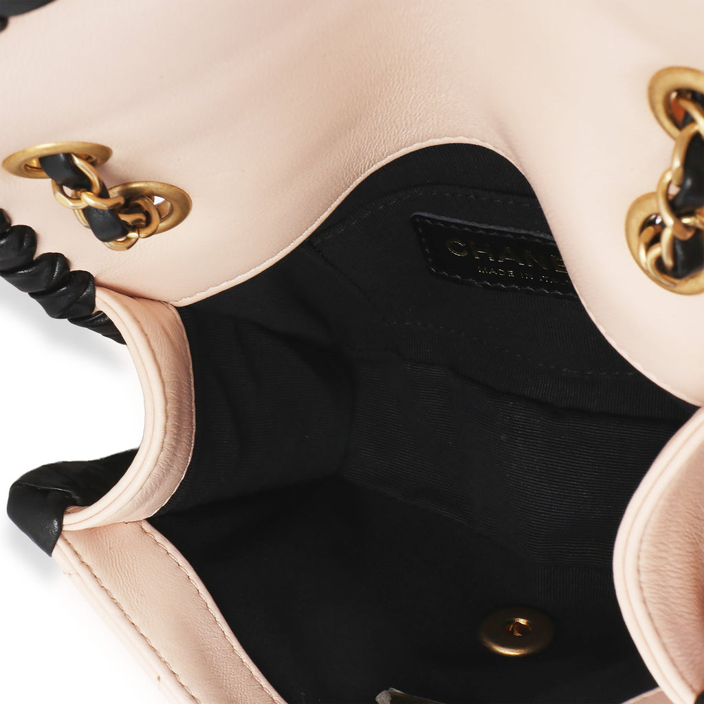Black Beige Braided Calfskin Mini My Own Frame Flap Bag