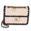 Black Beige Braided Calfskin Mini My Own Frame Flap Bag