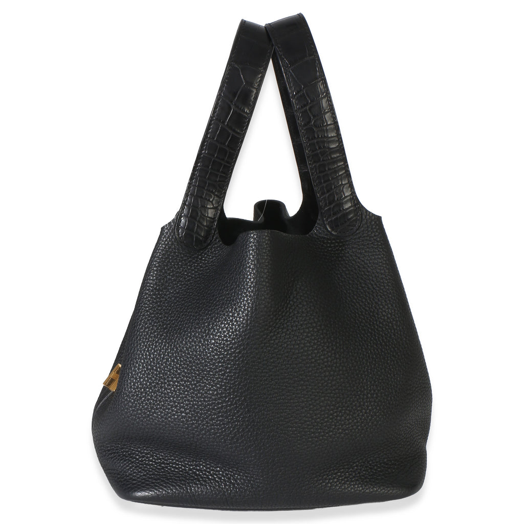 Black Clemence Matte Alligator Touch Picotin Lock 22 GHW