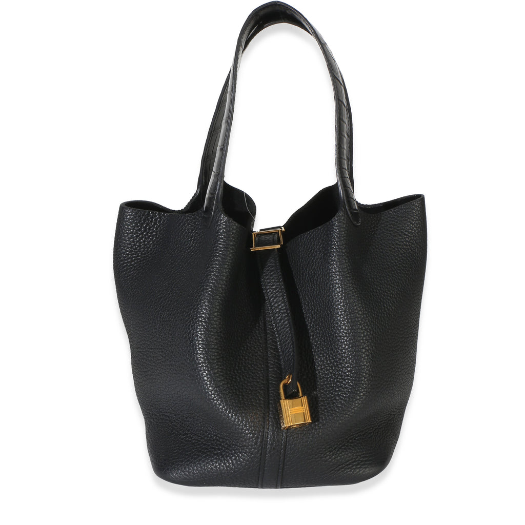 Black Clemence Matte Alligator Touch Picotin Lock 22 GHW