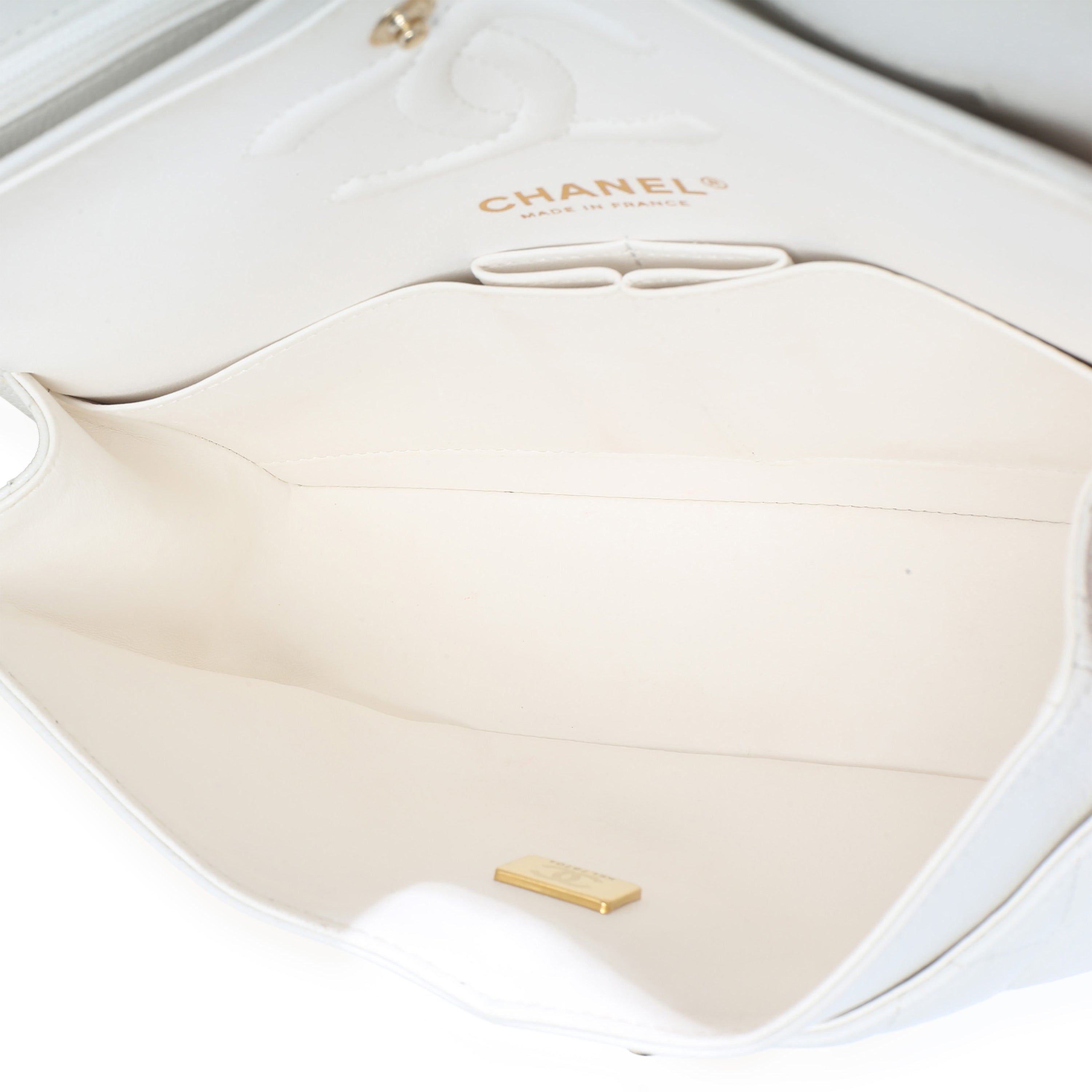 White Quilted Caviar Small Classic Double Flap Bag