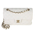White Quilted Caviar Small Classic Double Flap Bag