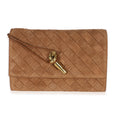 Tan Intrecciato Suede Small Andiamo Pouch
