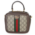 Beige Ebony GG Supreme Canvas Web Ophidia Mini Top Handle Shoulder Bag
