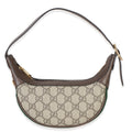 Beige Brown GG Supreme Monogram Calfskin Web Mini Ophidia Half Moon Hobo