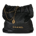 Black Quilted Crumpled Calfskin Large Chanel 22 Hobo