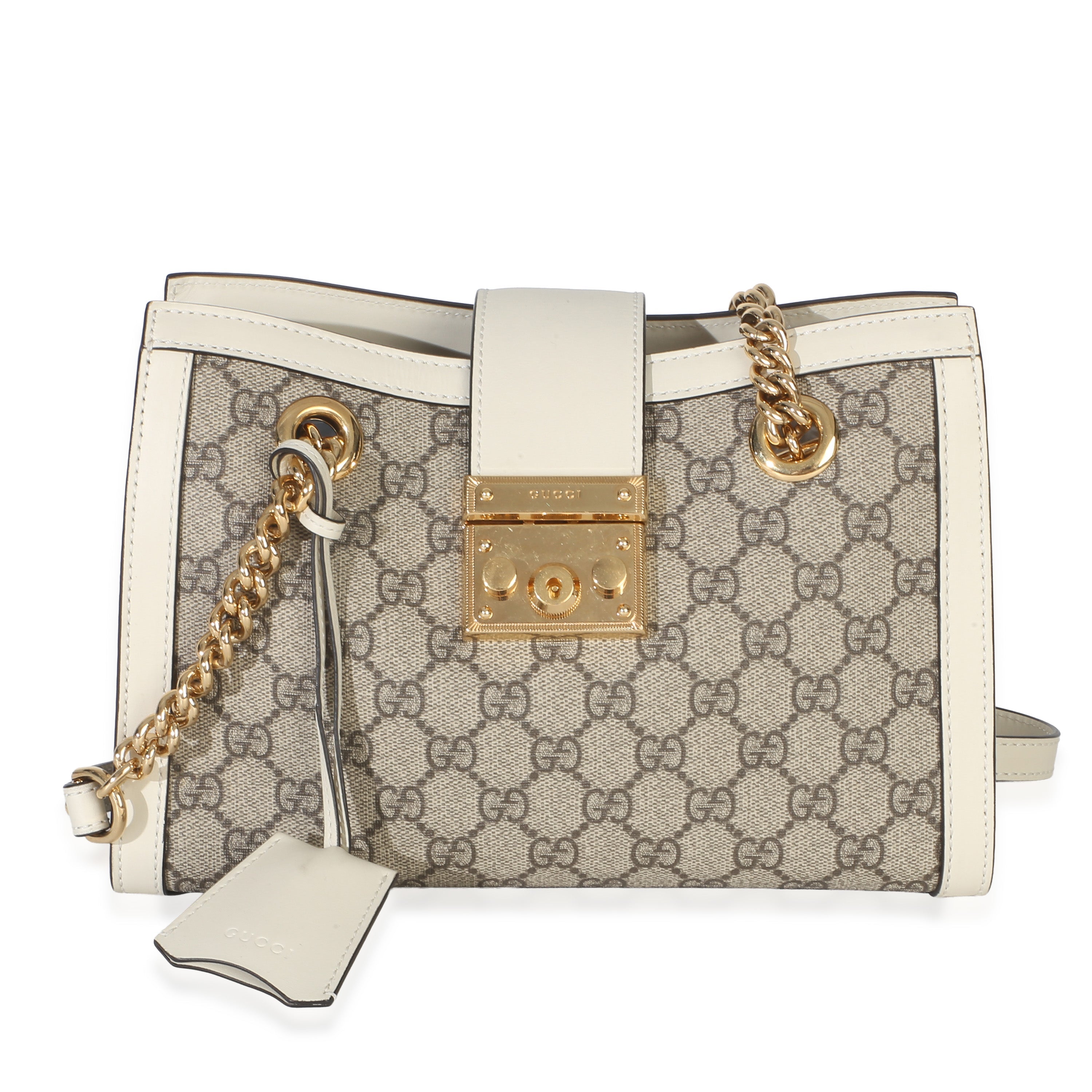 White GG Supreme Canvas Small Padlock Tote