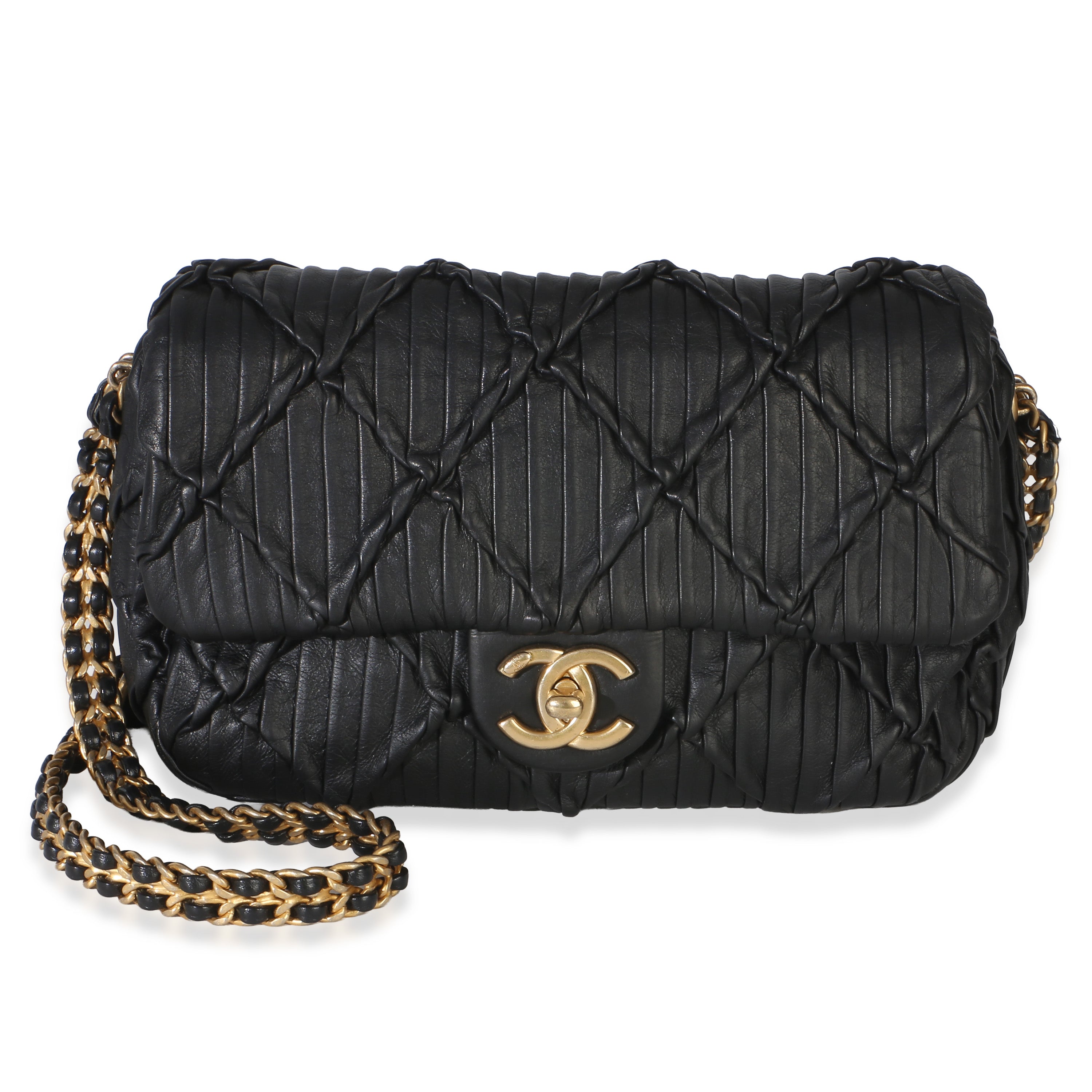 Black Pleated Lambskin Mini Soul Flap Bag