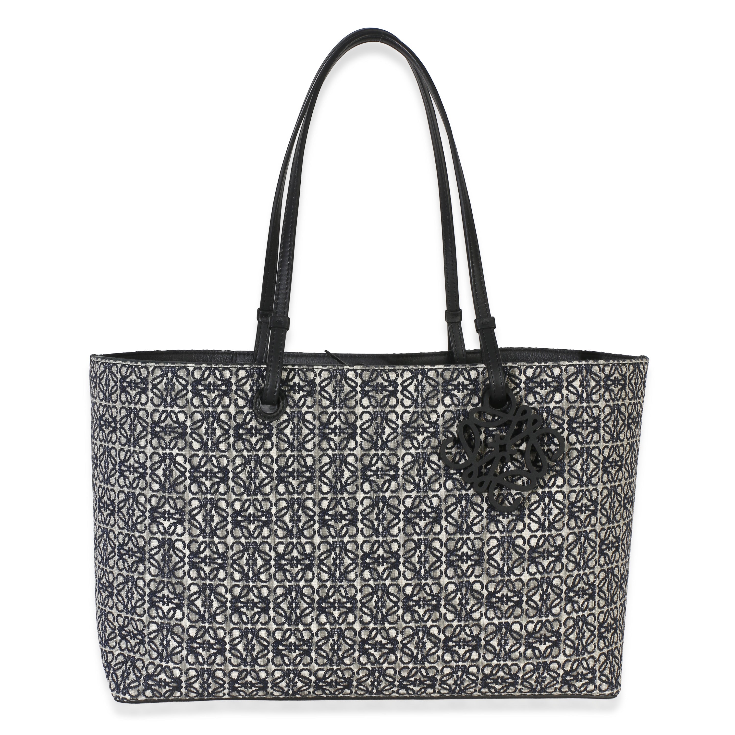 Navy Black Jacquard Anagram East West Tote