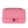 Pink Quilted Lambskin Rainbow Mini Rectangular Flap Bag